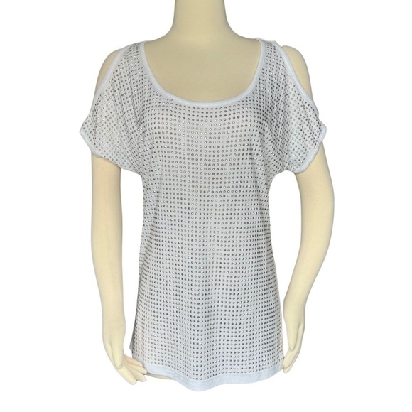 INC International Concepts White Cold Shoulder Tank W/Silver Grommets Sz M NWOT - Picture 5 of 11